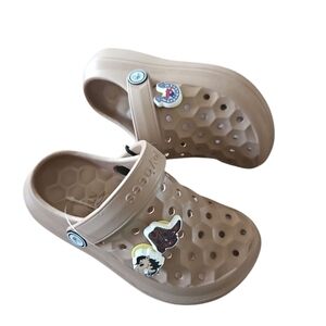Joybees Size 10 New‎ Kids Brown Clogs Water Shoes With Fun Western Charms